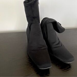 Ladies Black Stretch Fabric Boots